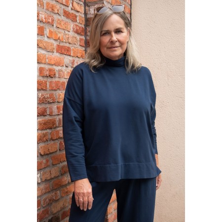 Amazing Woman Ginny Dark Navy Cowl Neck Jersey Top - Blue