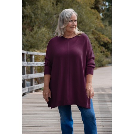 Amazing Woman Cassi X Plum Round Neck Front Seam Knit - Purple