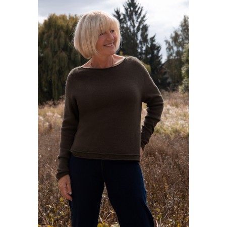 Amazing Woman Chloe Dark Chocolate Supersoft Roll Hem Boxy Knit - Brown