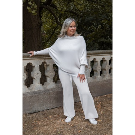 Amazing Woman Emilie Ivory Asymmetric Draped Jumper - Off-White