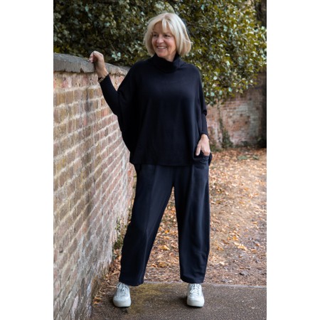 Amazing Woman Gina Navy Jersey Bubble Trouser - Blue