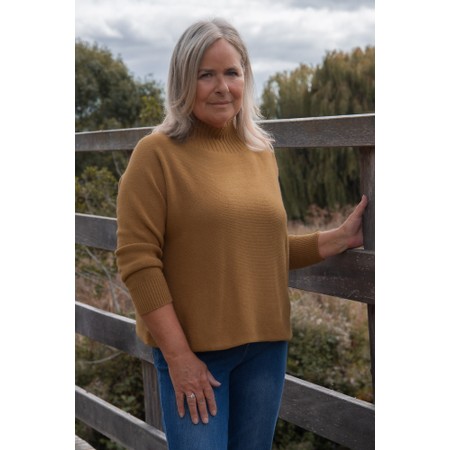 Amazing Woman Jolie Toast Boxy High Neck Knit - Brown
