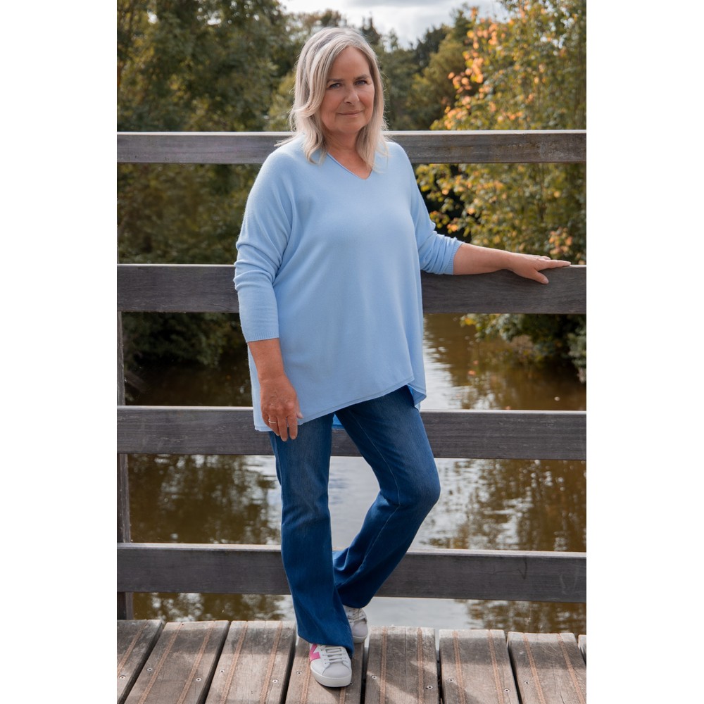 Amazing Woman Mika X Crystal Blue Fine Knit Oversized Jumper Crystal Blue