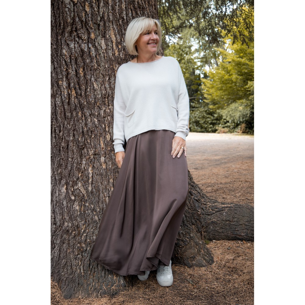 Amazing Woman Simmy Dark Chocolate Plain Slip Skirt Dark Chocolate