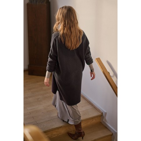 Henriette Steffensen V-Neck Fleece Chokolate Tunic With Peace Necklace - Brown