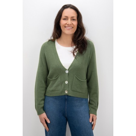 Amazing Woman Pookie Sage Green Cropped Supersoft Knit Cardigan - Green