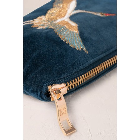 Elizabeth Scarlett Cranes Velvet Coin Purse - Blue