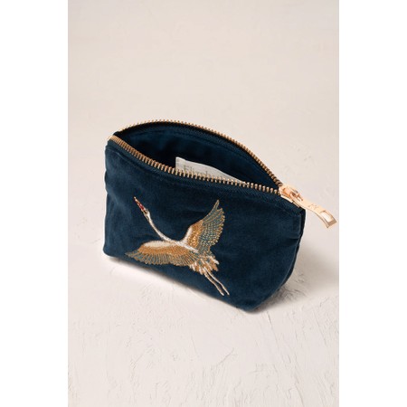 Elizabeth Scarlett Cranes Velvet Coin Purse - Blue