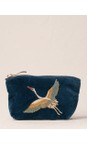Elizabeth Scarlett Ink Blue Cranes Velvet Coin Purse  