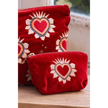 Elizabeth Scarlett Enchanted Heart Velvet Coin Purse - Red