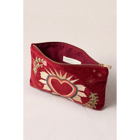 Elizabeth Scarlett Enchanted Heart Velvet Everyday Pouch - Red