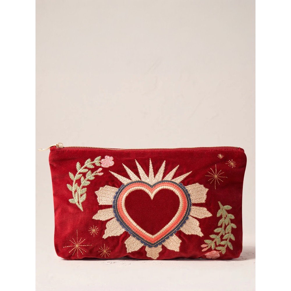 Elizabeth Scarlett Enchanted Heart Velvet Everyday Pouch Rouge