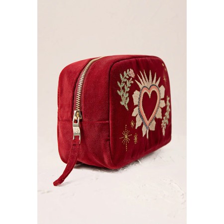 Elizabeth Scarlett Enchanted Heart Velvet Makeup Bag - Red