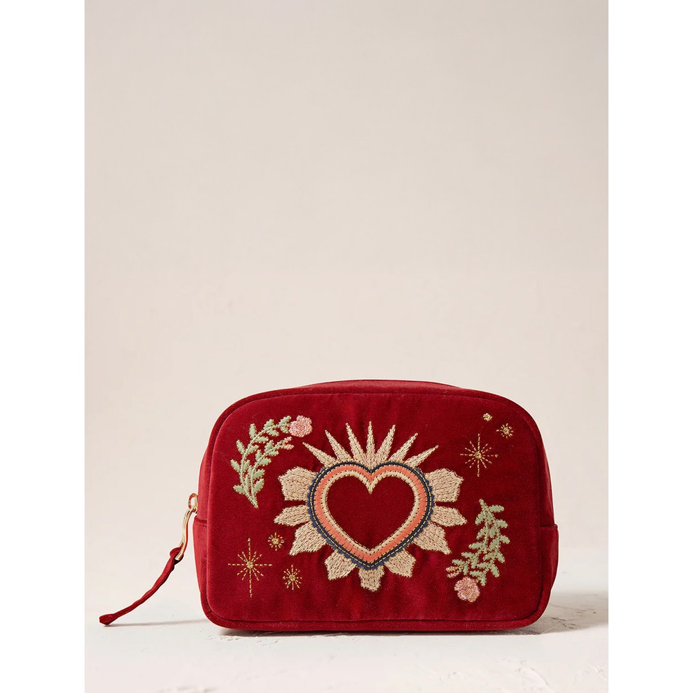 Elizabeth Scarlett Enchanted Heart Velvet Makeup Bag Rouge