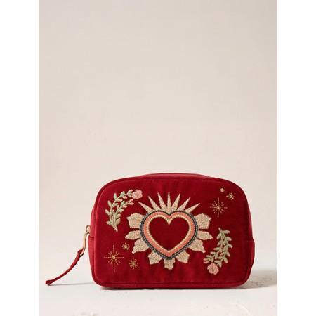 Elizabeth Scarlett Enchanted Heart Velvet Makeup Bag - Red
