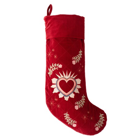 Elizabeth Scarlett Enchanted Heart Velvet Stocking - Red