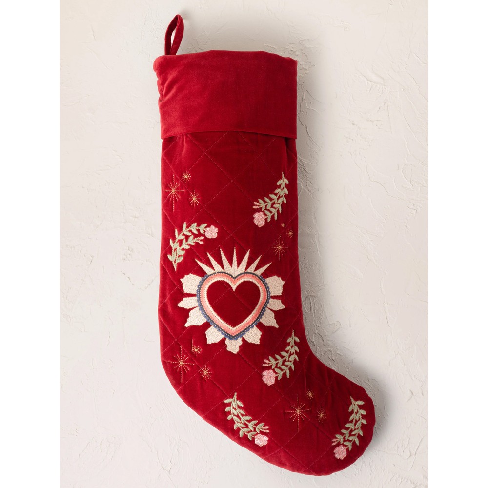 Elizabeth Scarlett Enchanted Heart Velvet Stocking Rouge