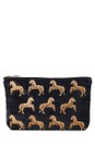 Elizabeth Scarlett Charcoal Wild Horses Velvet Everyday Pouch  