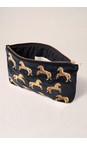 Elizabeth Scarlett Charcoal Wild Horses Velvet Everyday Pouch  