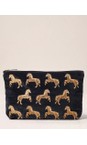 Elizabeth Scarlett Charcoal Wild Horses Velvet Everyday Pouch  