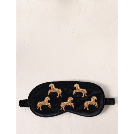 Elizabeth Scarlett Wild Horses Velvet Eye Mask - Black