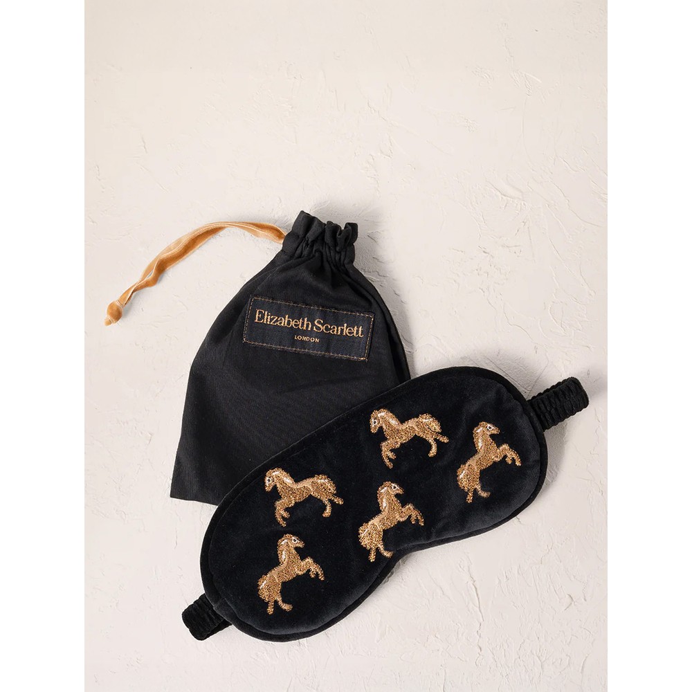 Elizabeth Scarlett Wild Horses Velvet Eye Mask Charcoal