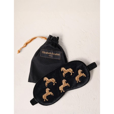 Elizabeth Scarlett Wild Horses Velvet Eye Mask - Black