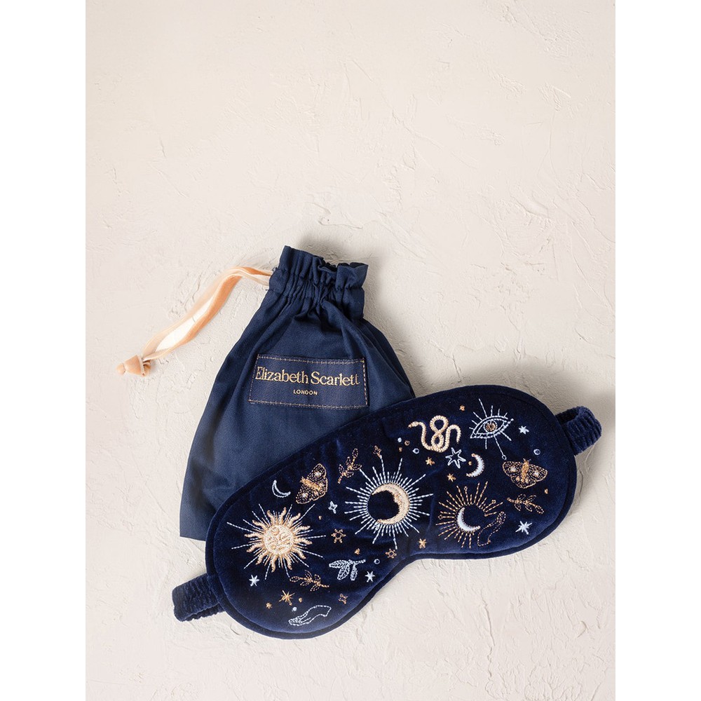 Elizabeth Scarlett Boho Mysticism Navy Velvet Eye Mask Navy