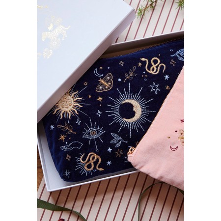 Elizabeth Scarlett Boho Mysticism Navy Velvet Pouch - Blue