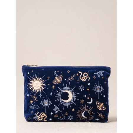 Elizabeth Scarlett Boho Mysticism Navy Velvet Pouch - Blue