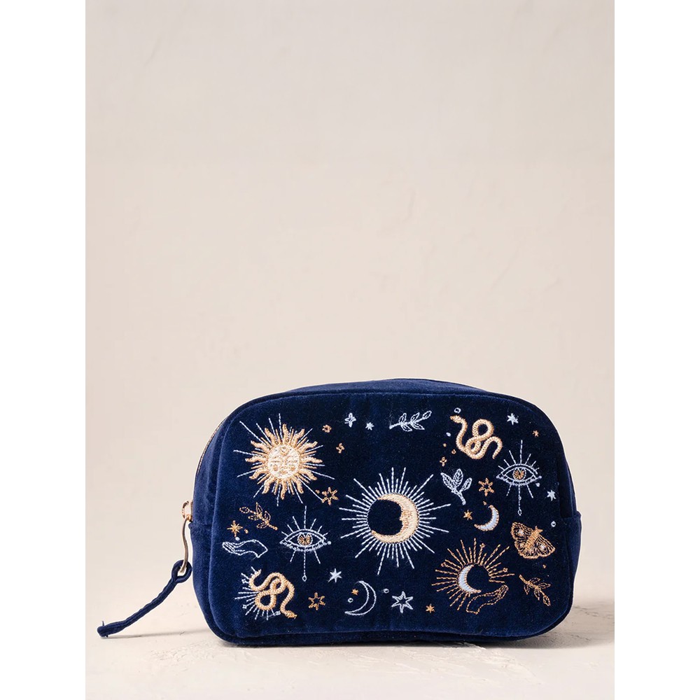 Elizabeth Scarlett Boho Mysticism Velvet Makeup Bag Navy