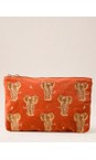 Elizabeth Scarlett Rust Golden Elephants Velvet Everyday Pouch  