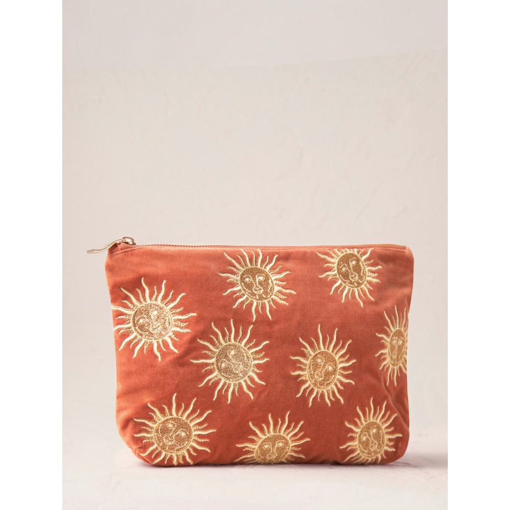 Elizabeth Scarlett Sun Goddess Rust Velvet Everyday Pouch Rust