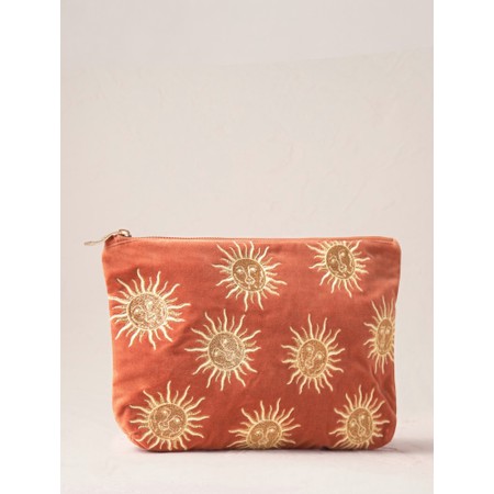 Elizabeth Scarlett Sun Goddess Rust Velvet Everyday Pouch - Red