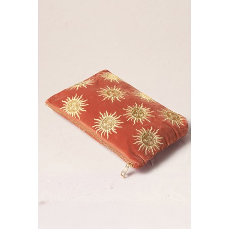 Elizabeth Scarlett Sun Goddess Rust Velvet Everyday Pouch - Red