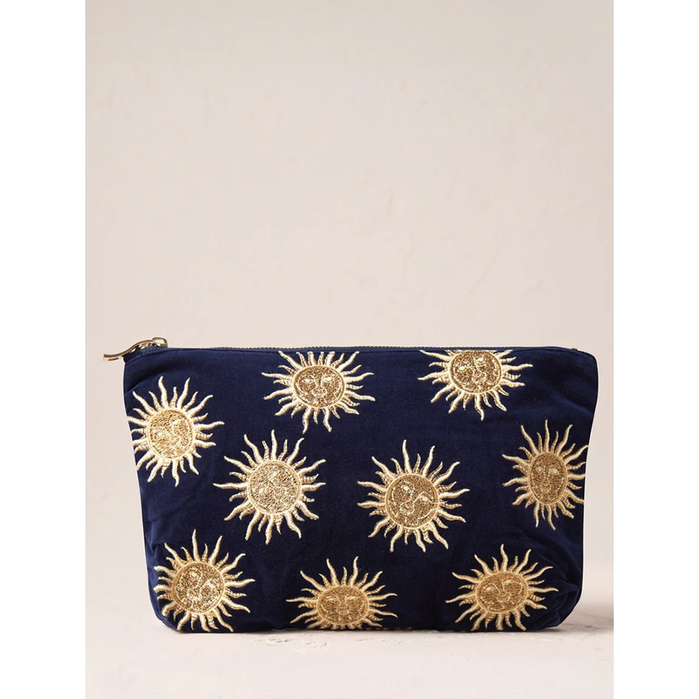 Elizabeth Scarlett Sun Goddess Navy Velvet Everyday Pouch Navy