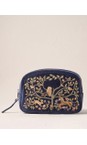 Elizabeth Scarlett Indigo Tree Of Life Indigo Velvet Makeup Bag  