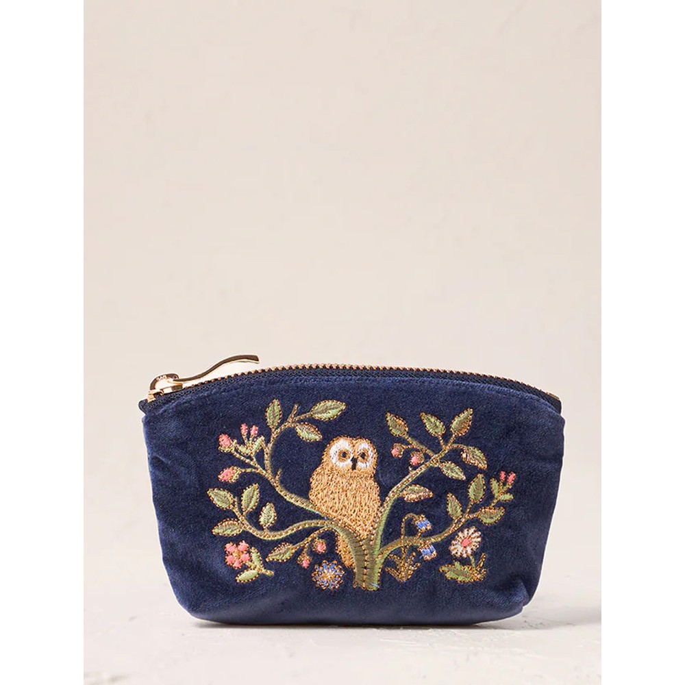 Elizabeth Scarlett Tree Of Life Indigo Velvet Coin Purse Indigo