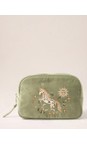 Elizabeth Scarlett Olive Mystical Horse Olive Velvet Makeup Bag  