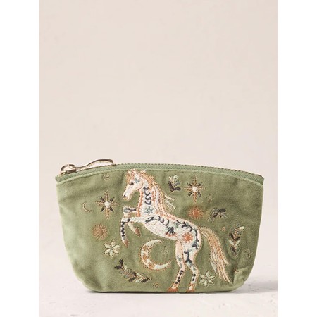 Elizabeth Scarlett Mystical Horse Velvet Coin Purse - Green