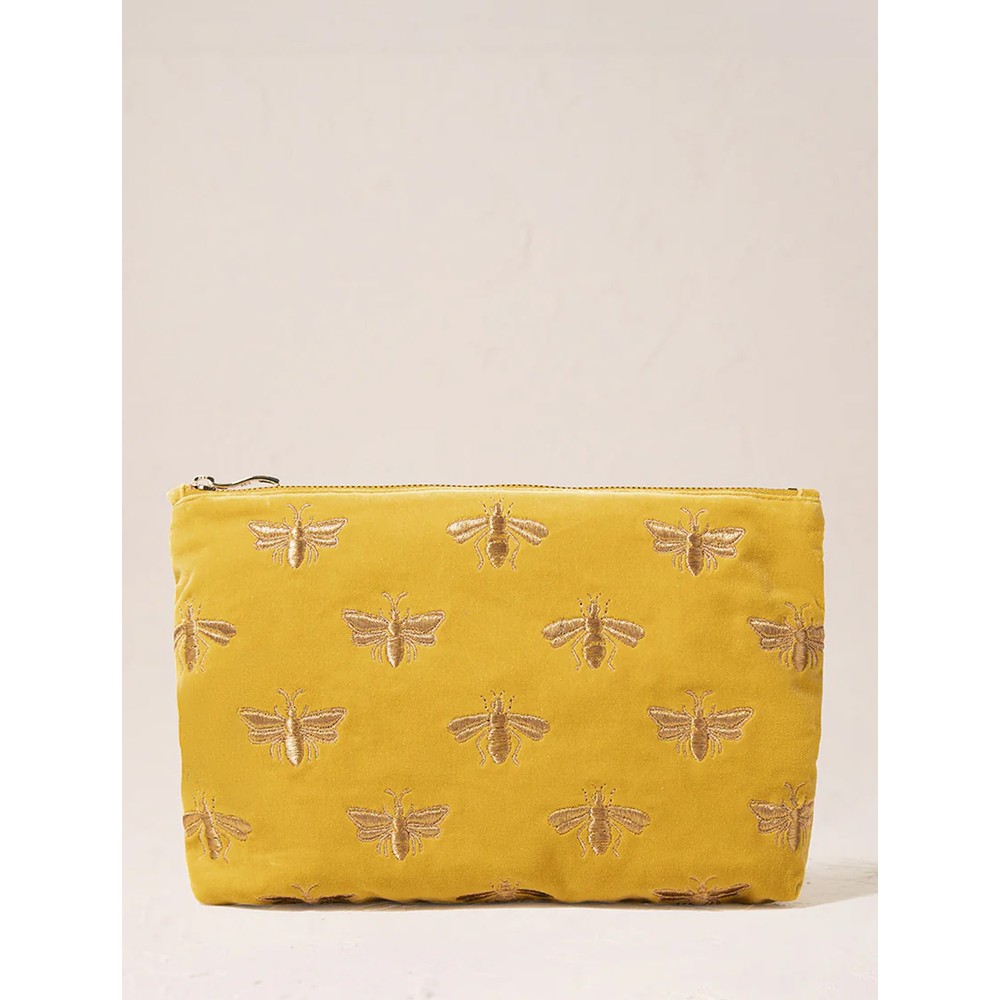 Elizabeth Scarlett Honey Bee Velvet Everyday Pouch Mustard Yellow