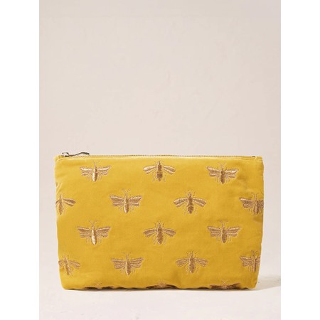 Elizabeth Scarlett Honey Bee Velvet Everyday Pouch - Yellow