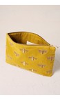Elizabeth Scarlett Mustard Yellow Honey Bee Velvet Everyday Pouch  