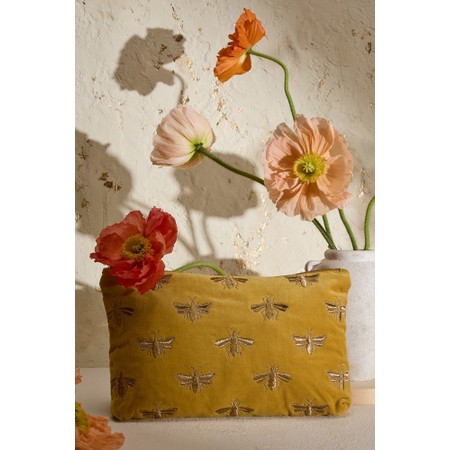 Elizabeth Scarlett Honey Bee Velvet Everyday Pouch - Yellow