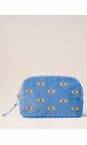 Elizabeth Scarlett Caribbean Blue Mystical Eye Blue Velvet Cosmetic Bag  