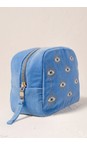 Elizabeth Scarlett Caribbean Blue Mystical Eye Blue Velvet Cosmetic Bag  