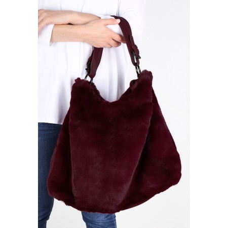 Gemini Label Bags Hebe Wine Faux Fur Tote Bag - Red