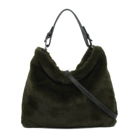 Gemini Label Bags Hebe Khaki Faux Fur Tote Bag - Green
