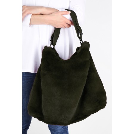 Gemini Label Bags Hebe Khaki Faux Fur Tote Bag - Green