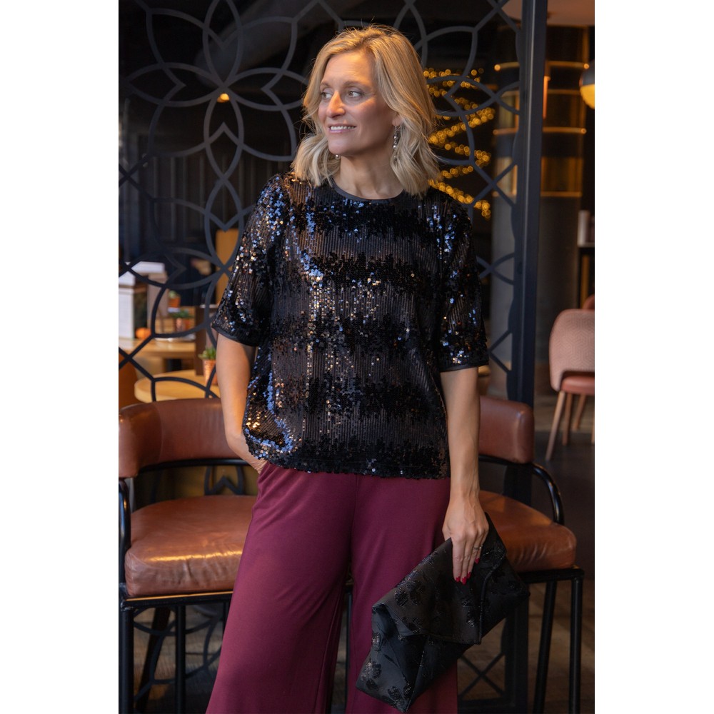 Masai Clothing MaDrysmora Sequin Top Black 